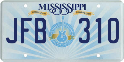 MS license plate JFB310