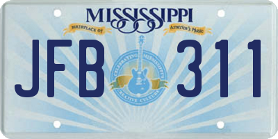 MS license plate JFB311