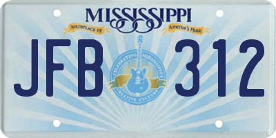 MS license plate JFB312