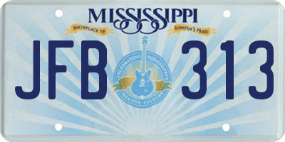 MS license plate JFB313