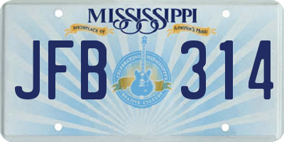MS license plate JFB314