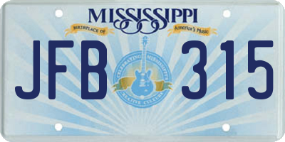 MS license plate JFB315