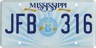 MS license plate JFB316