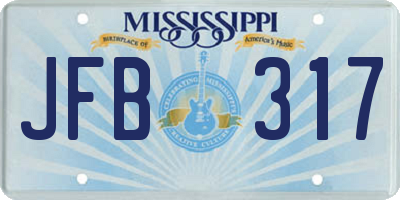 MS license plate JFB317