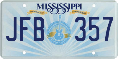 MS license plate JFB357