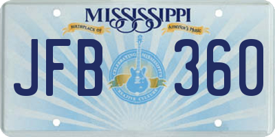 MS license plate JFB360