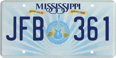 MS license plate JFB361