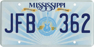 MS license plate JFB362