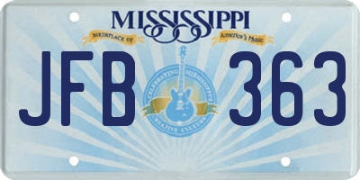 MS license plate JFB363