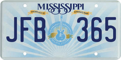 MS license plate JFB365