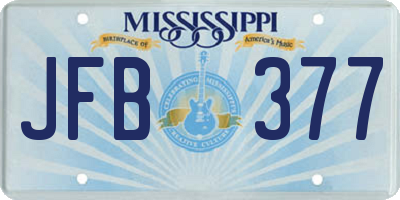 MS license plate JFB377