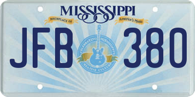 MS license plate JFB380