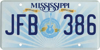 MS license plate JFB386