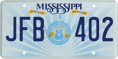 MS license plate JFB402