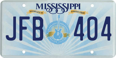MS license plate JFB404