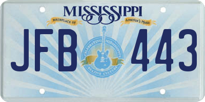 MS license plate JFB443