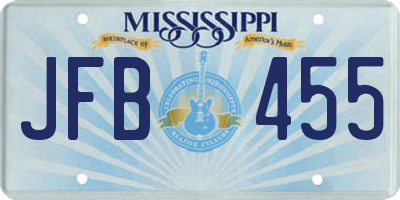 MS license plate JFB455