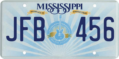 MS license plate JFB456