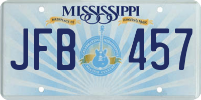 MS license plate JFB457