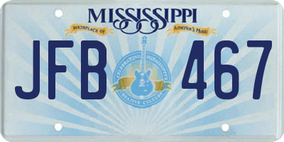 MS license plate JFB467