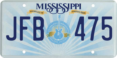 MS license plate JFB475