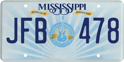 MS license plate JFB478