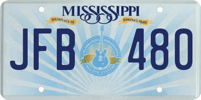 MS license plate JFB480