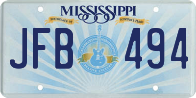 MS license plate JFB494