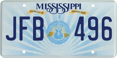 MS license plate JFB496