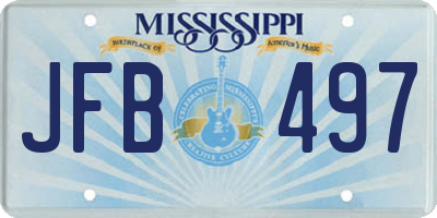 MS license plate JFB497