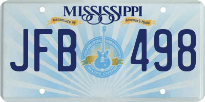 MS license plate JFB498