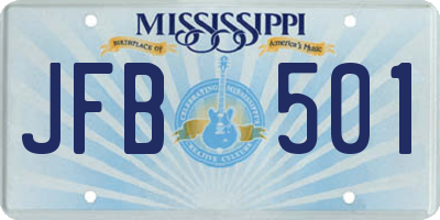 MS license plate JFB501