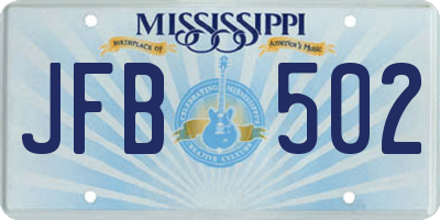 MS license plate JFB502