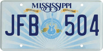 MS license plate JFB504