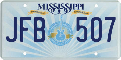 MS license plate JFB507