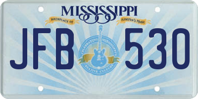 MS license plate JFB530