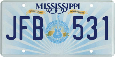 MS license plate JFB531