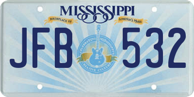 MS license plate JFB532