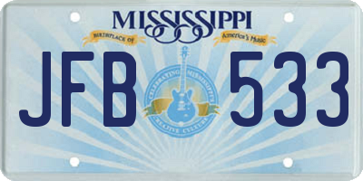 MS license plate JFB533