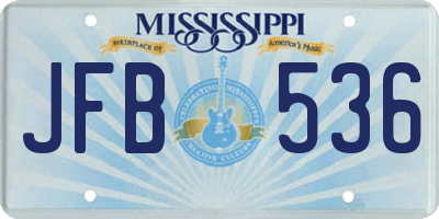 MS license plate JFB536