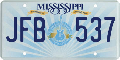 MS license plate JFB537