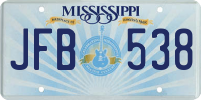 MS license plate JFB538