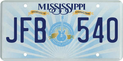 MS license plate JFB540