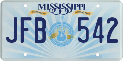 MS license plate JFB542