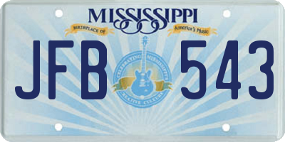 MS license plate JFB543