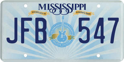 MS license plate JFB547