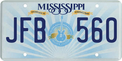 MS license plate JFB560