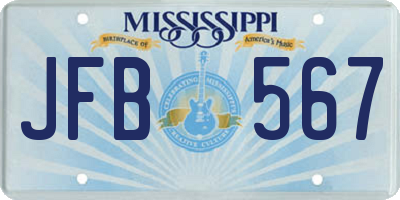 MS license plate JFB567