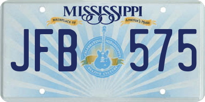 MS license plate JFB575