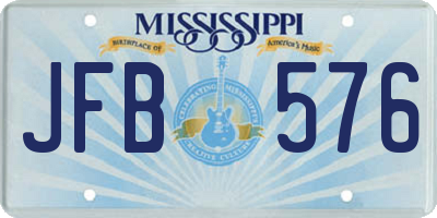 MS license plate JFB576